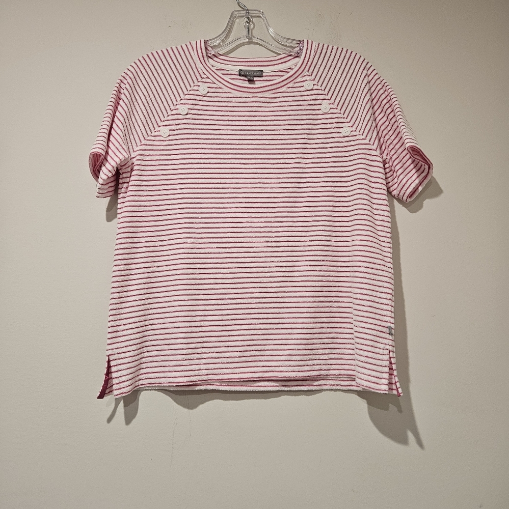 T By Talbots Pink and White Striped Top, Size XS
